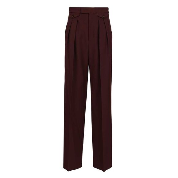 Chloe' Women High-Waisted Ruffled Wool Gabardine Trousers